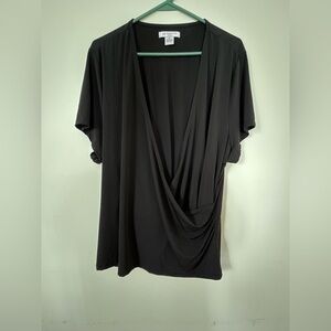 Liz Claiborne 3X women’s faux wrap top black